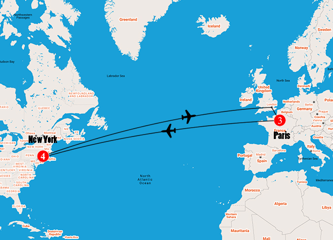 distance between new york and paris france